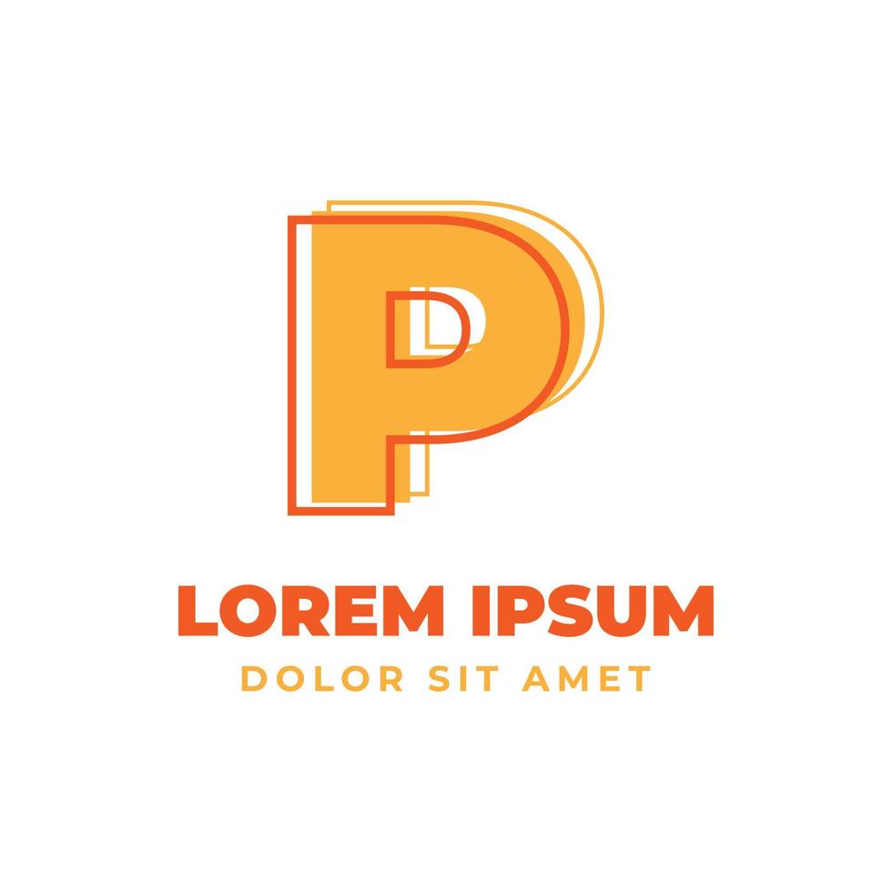 letter p trippy omtrek met frisse felle kleuren alfabetisch vector logo ontwerpelement