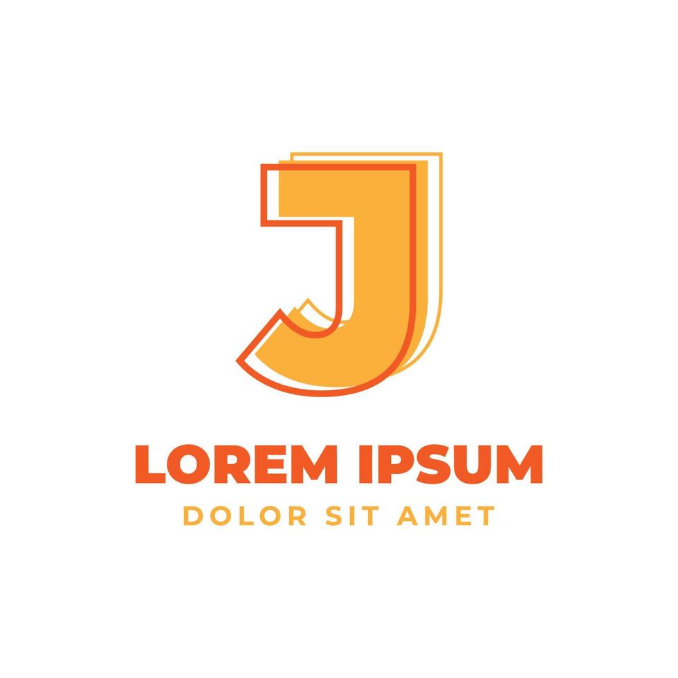 letter j trippy omtrek met frisse heldere kleuren alfabetisch vector logo ontwerpelement