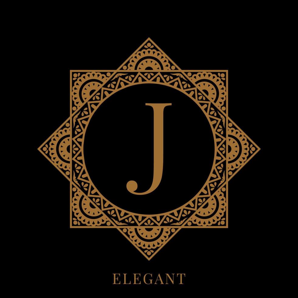 elegante letter j mandala logo sjabloon vector