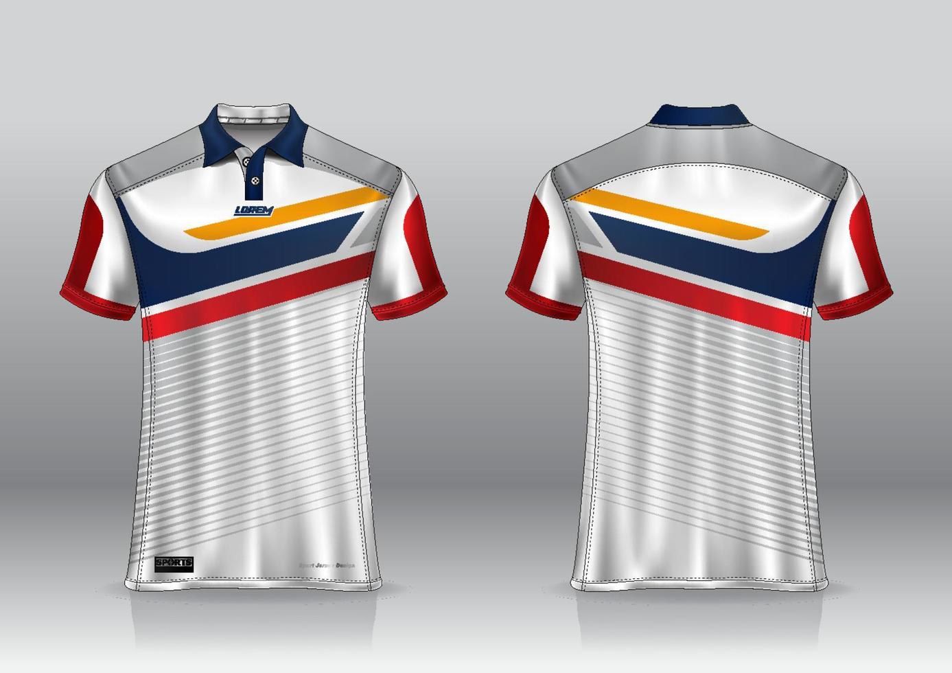 poloshirt uniform ontwerp, kan worden gebruikt voor badminton, golf in vooraanzicht, achteraanzicht. jersey mockup vector, design premium zeer eenvoudig en gemakkelijk aan te passen vector