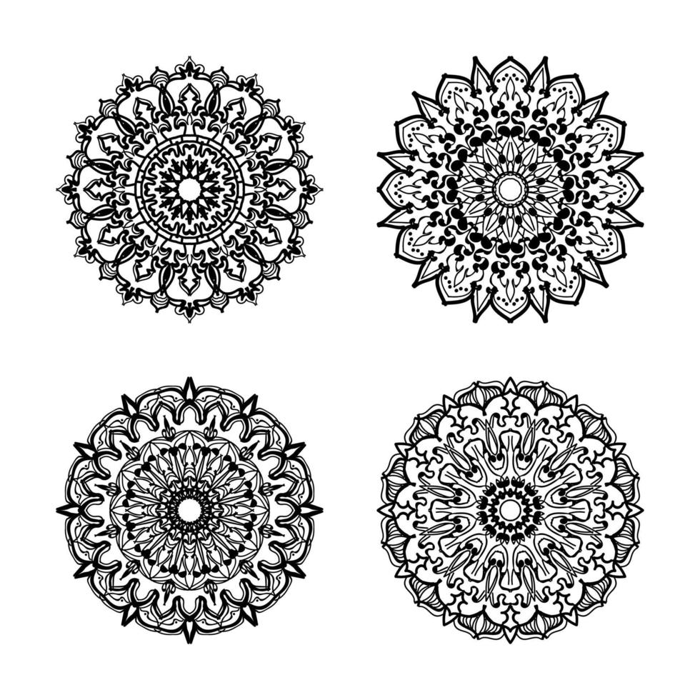 collecties cirkelvormig patroon in de vorm van een mandala voor henna, mehndi. kleurboek pagina. vector