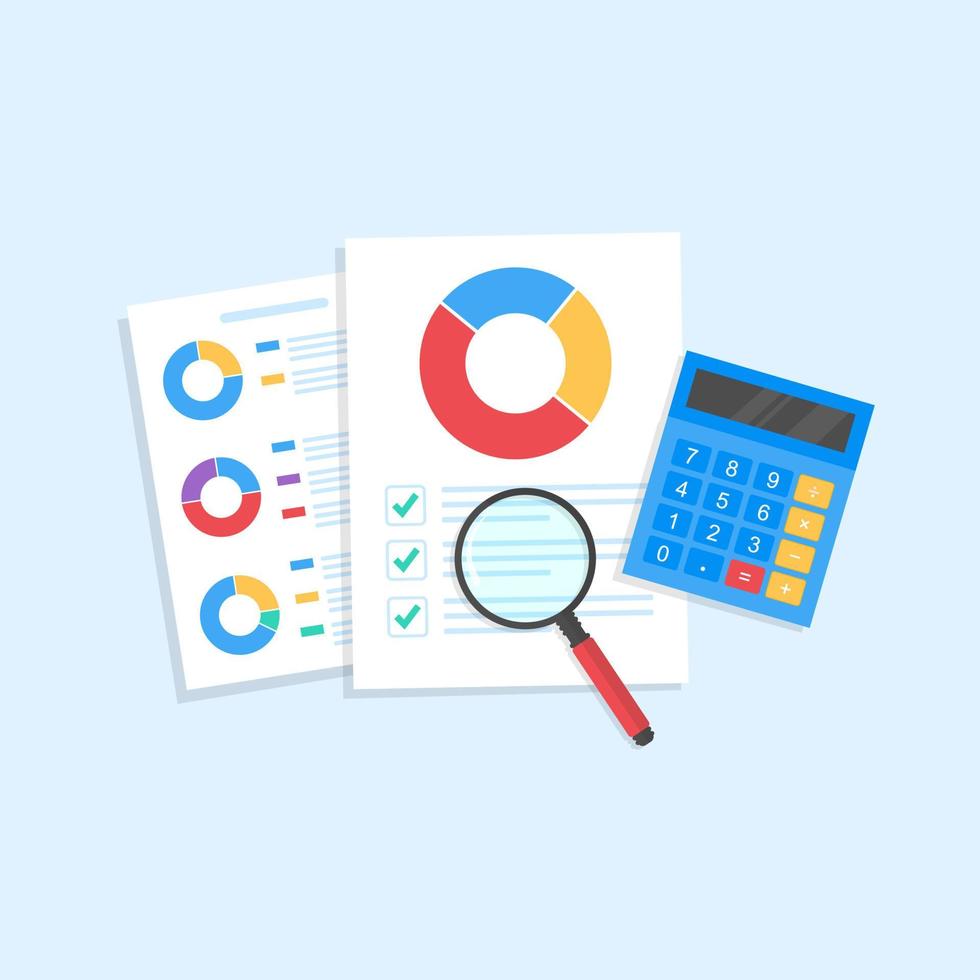 klembord. audit onderzoeksvectoren icoon, financiële rapport data-analyse, analytics accounting concept met grafieken en diagrammen. vector