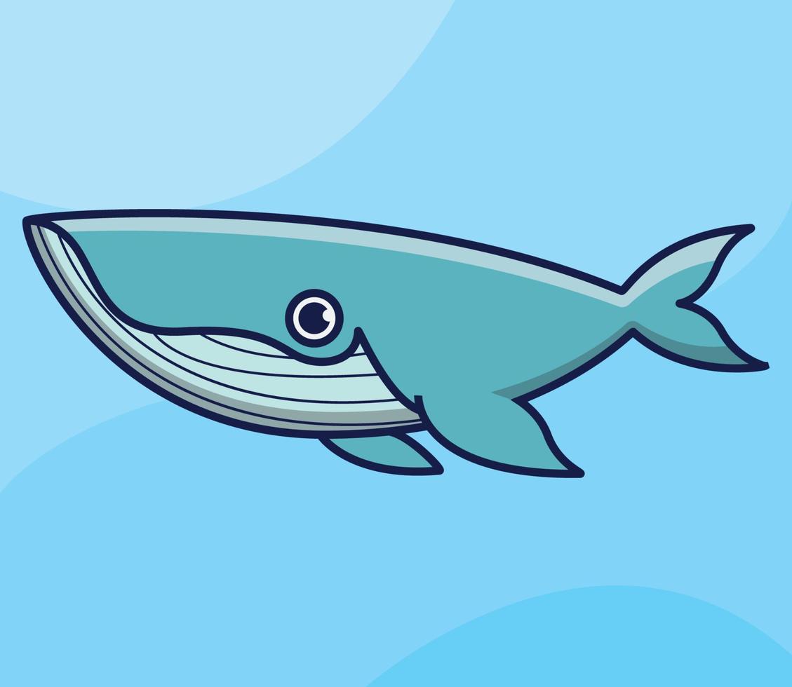 schattige walvis cartoon vector pictogram illustratie. dierlijke natuur pictogram concept geïsoleerde premium vector.