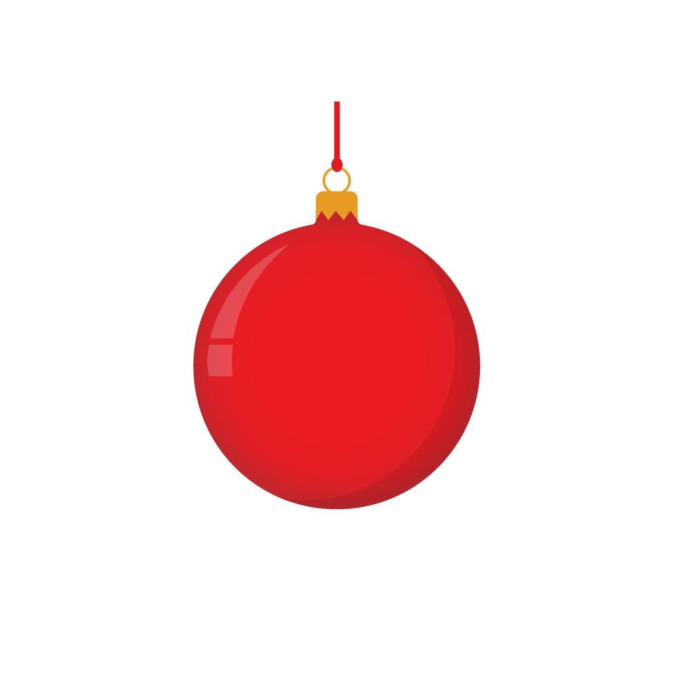 kerstbal. rode kerstbal decoratie, geïsoleerd op een witte achtergrond. symbool gelukkig nieuwjaar, vakantie kerst, winter. vector
