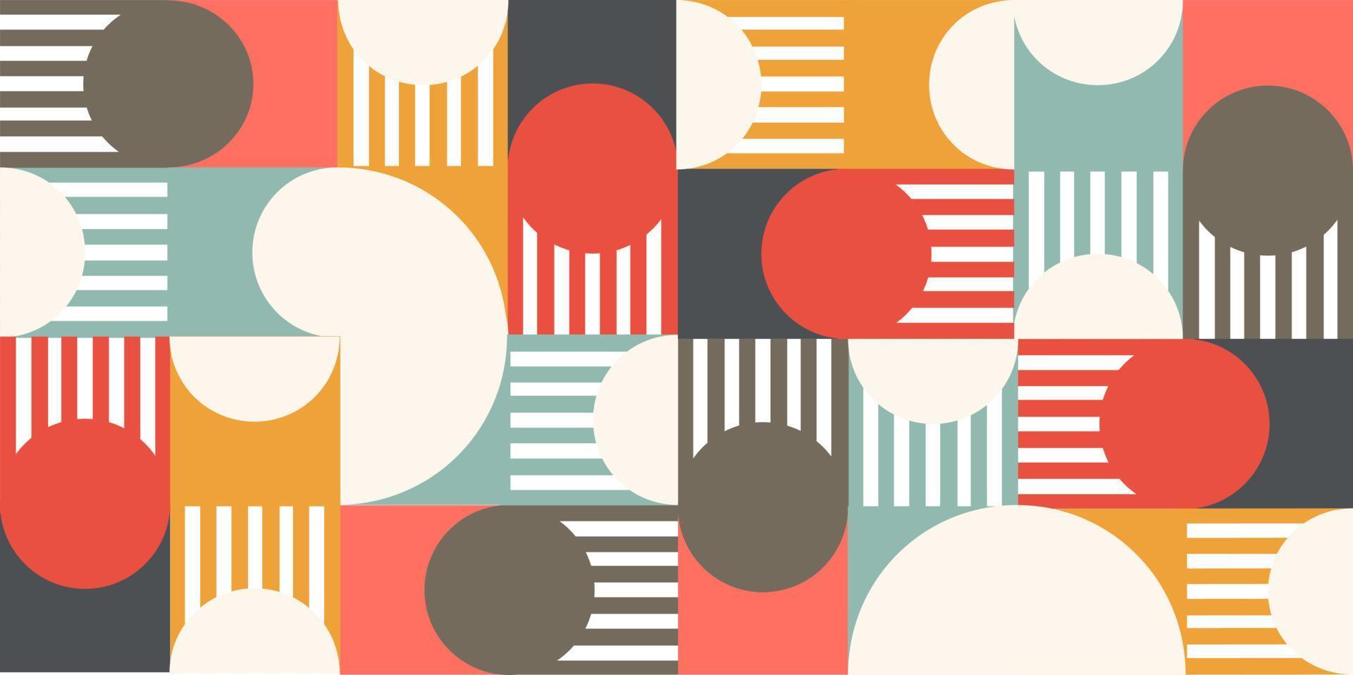 geometrisch oppervlaktepatroon met cirkels en eenvoudige vormen in mooie moderne kleuren. oppervlaktepatroon voor achtergronden, muren en stoffen vector