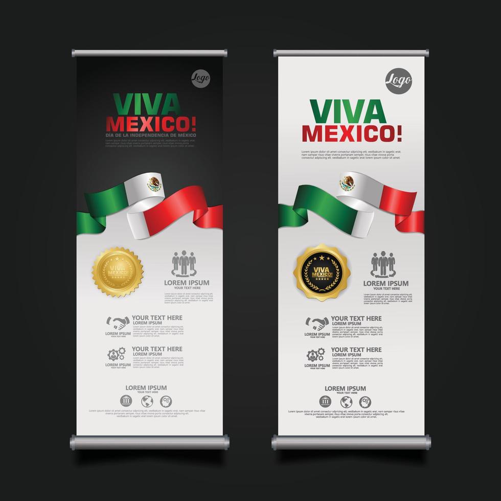 mexico onafhankelijkheidsdag viering, roll-up banner decorontwerp sjabloon. vector illustratie