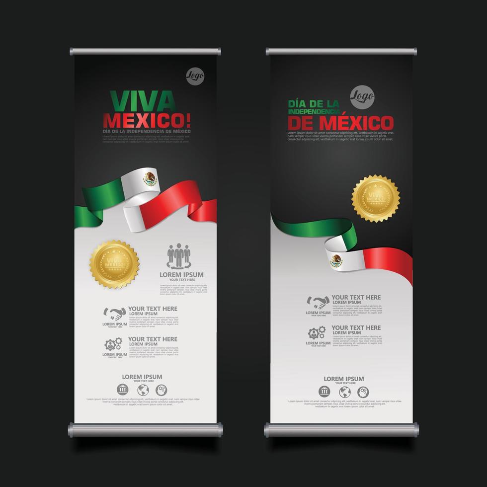 mexico onafhankelijkheidsdag viering, roll-up banner decorontwerp sjabloon. vector illustratie