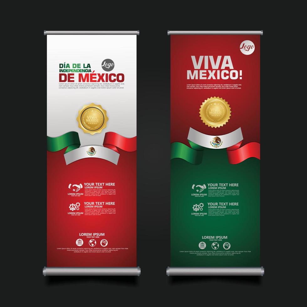 mexico onafhankelijkheidsdag viering, roll-up banner decorontwerp sjabloon. vector illustratie