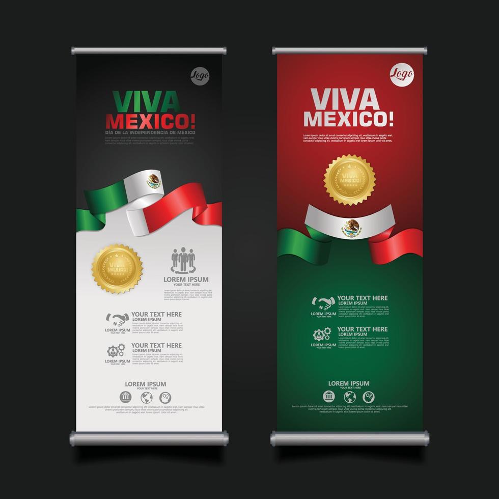 mexico onafhankelijkheidsdag viering, roll-up banner decorontwerp sjabloon. vector illustratie