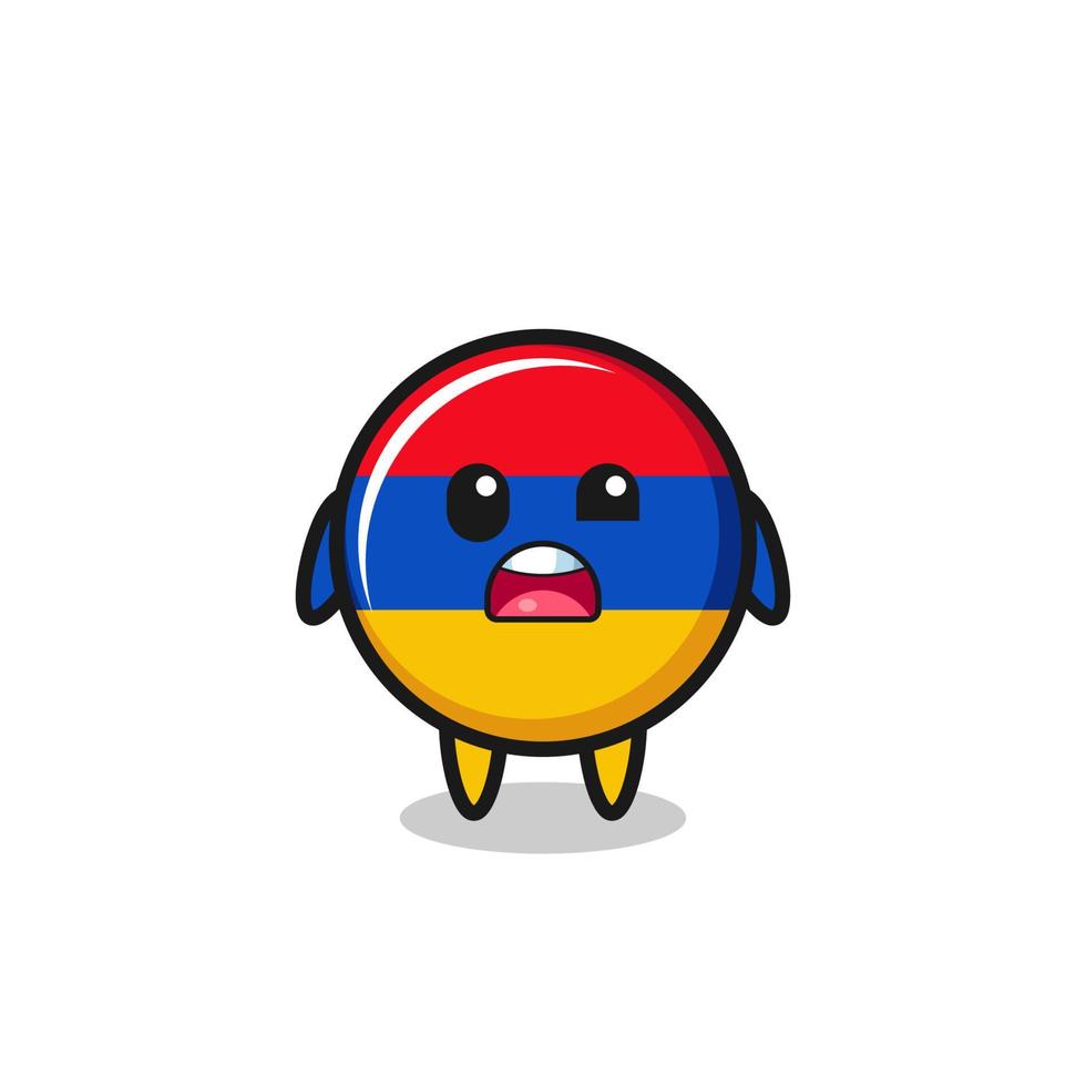 het geschokte gezicht van de schattige mascotte van de vlag van Armenië vector