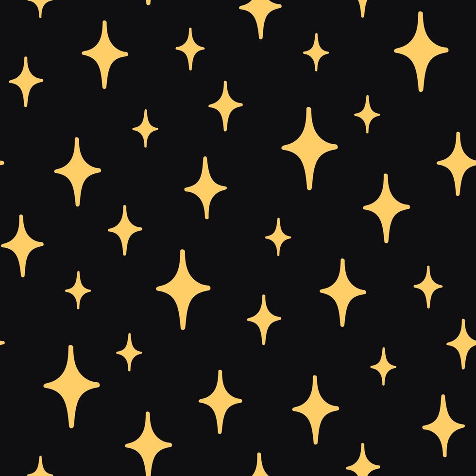 vector naadloze patroon met handgetekende sterren op zwarte achtergrond. nachtelijke hemel kunst textuur. moderne illustratie afdrukken. eenvoudige doodle voor elk ontwerp van oppervlak.