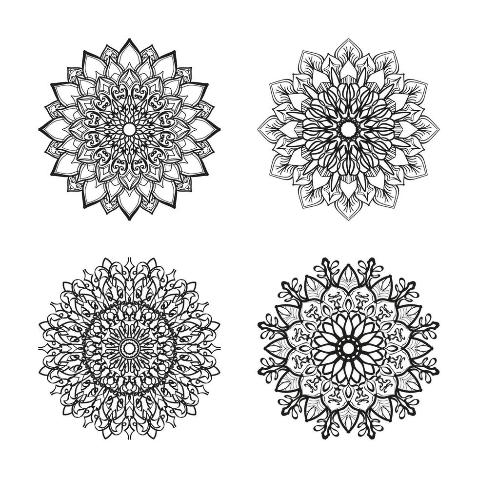 collecties cirkelvormig patroon in de vorm van een mandala voor henna, tatoeages. kleurboek pagina. vector