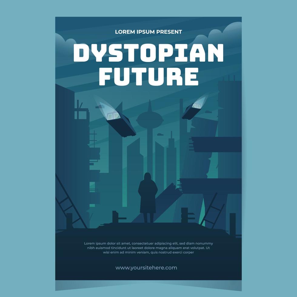 dystopische toekomstige postersjabloon vector