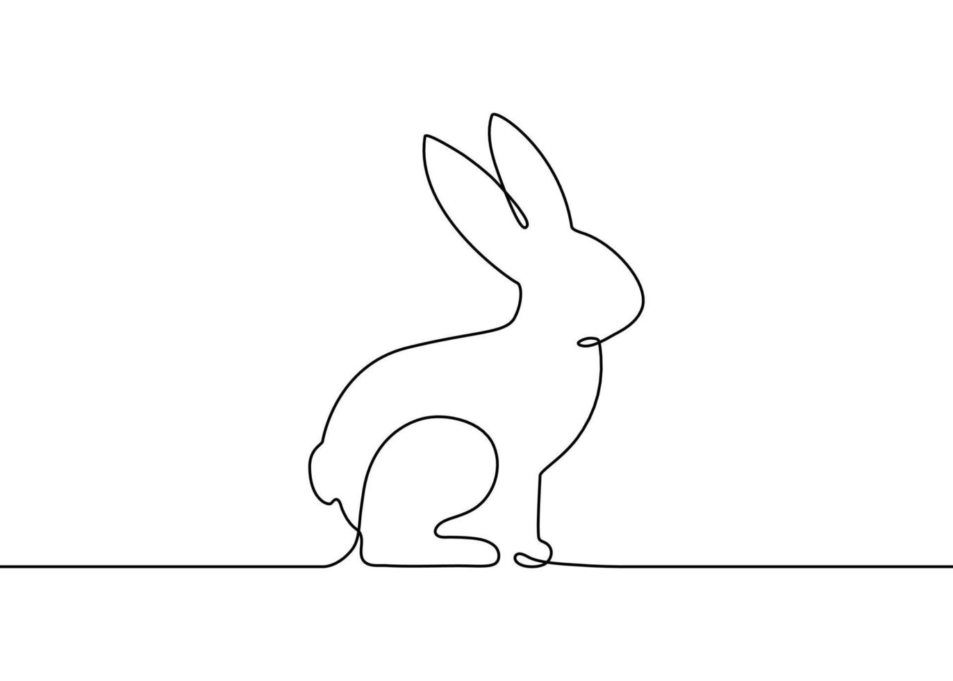 haas, konijn contour silhouet, één doorlopende lijntekening. eenvoudig abstract overzicht. konijntje zijaanzicht voor pasen. profiel van konijn huisdier. vector grafische illustratie