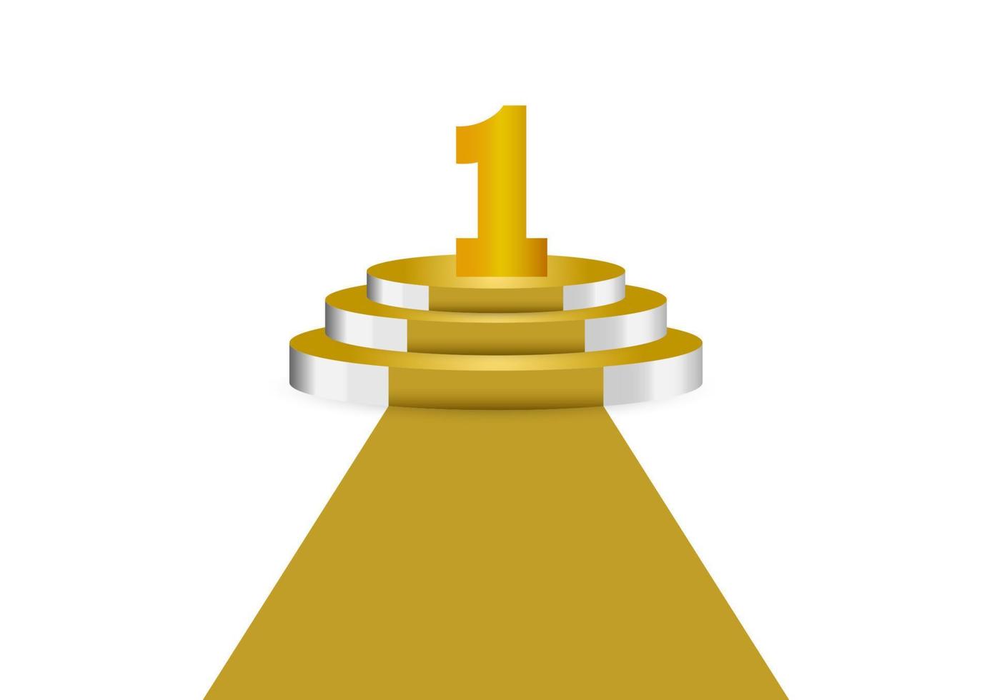 nummer 1 gouden kleur op gouden podium is de winnaar is in de eerste vectorillustratie geïsoleerde witte achtergrond vector
