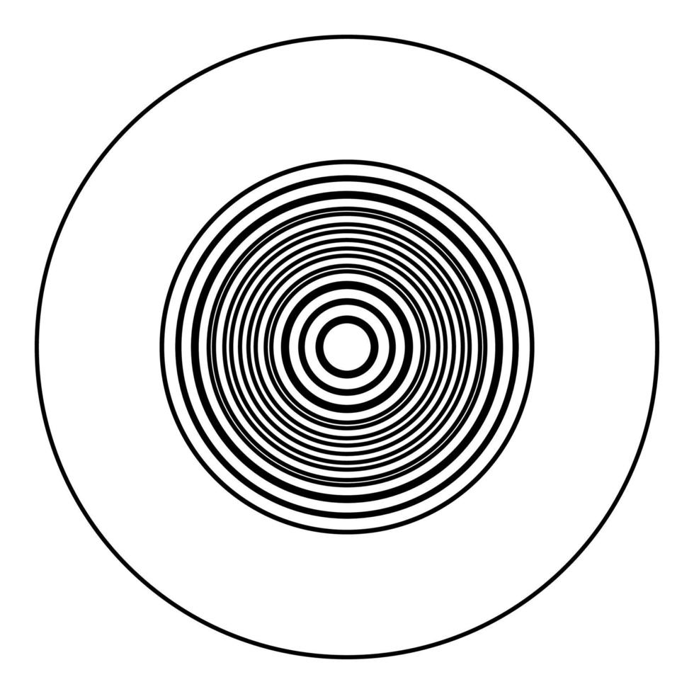 radiogolf draadloos pictogram in cirkel ronde zwarte kleur vector illustratie afbeelding overzicht contour lijn dunne stijl