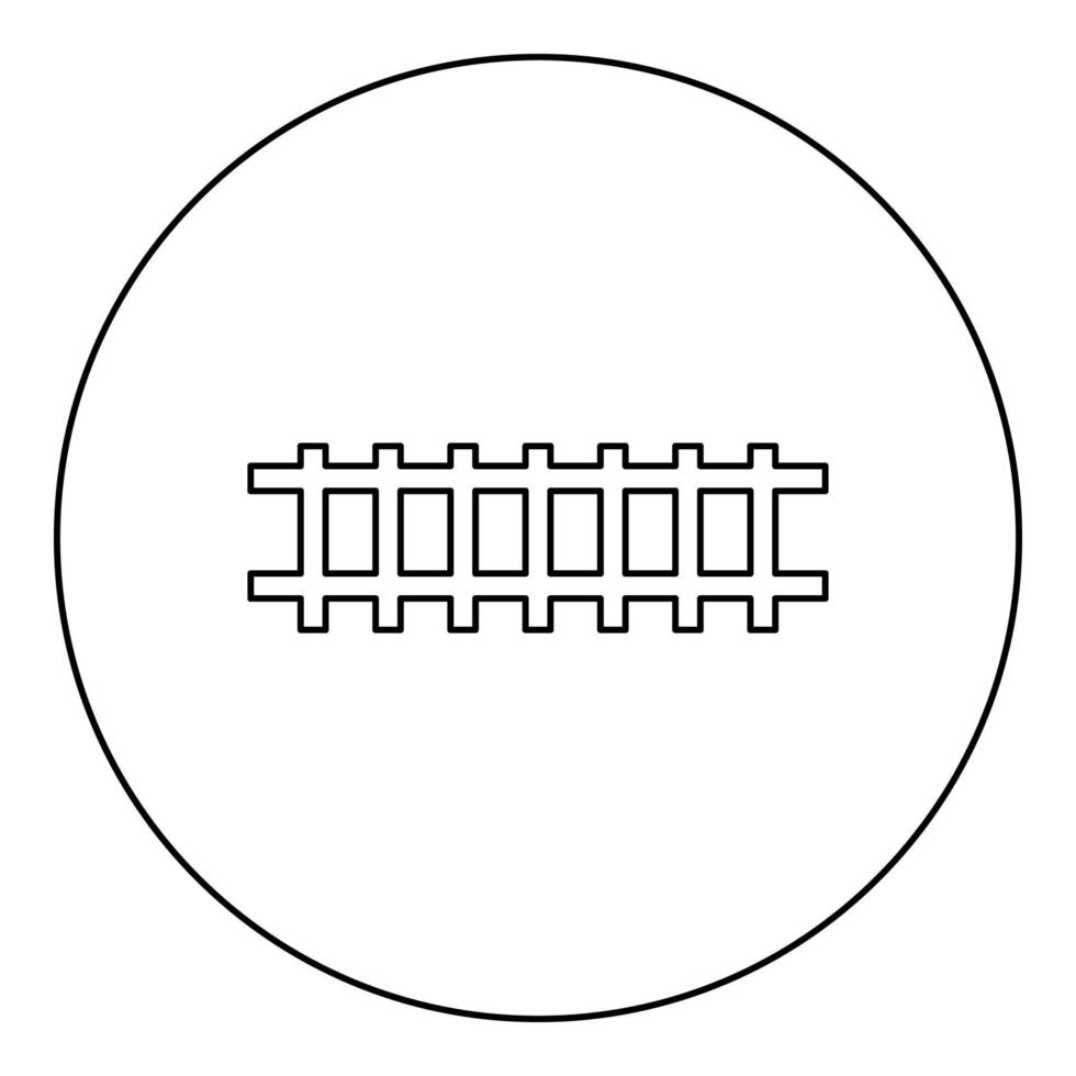 spoor rails spoorweg spoorweg trein spoor pictogram in cirkel ronde zwarte kleur vector illustratie afbeelding overzicht contour lijn dunne stijl