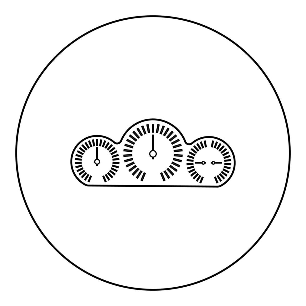 dashboard auto paneel snelheidsweergave met meterpictogram in cirkel ronde zwarte kleur vector illustratie afbeelding overzicht contour lijn dunne stijl