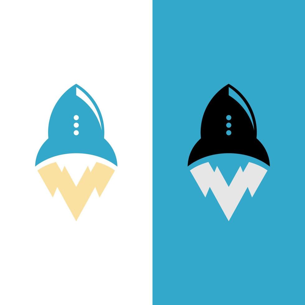 eenvoudig logo van een reizende raket vector