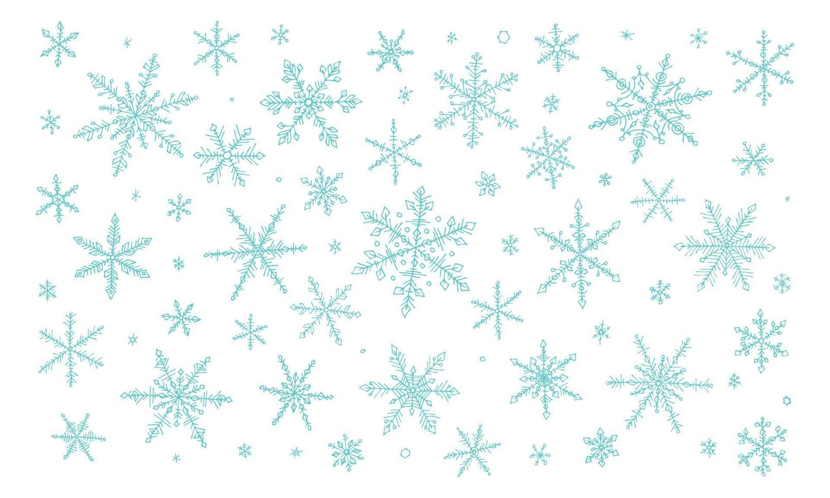 set van schattige hand getrokken sneeuwvlokken. vectorkrabbelillustratie. Kerstmis en Nieuwjaar modern design. voor print, web, design, decoratie, logo. vector