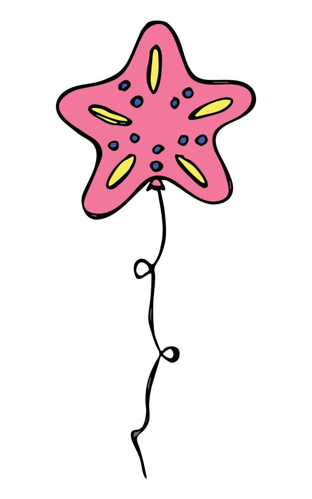 hand getekend vliegende ballon illustratie. verjaardagsfeestje ballon doodle. vakantie clipart. vector