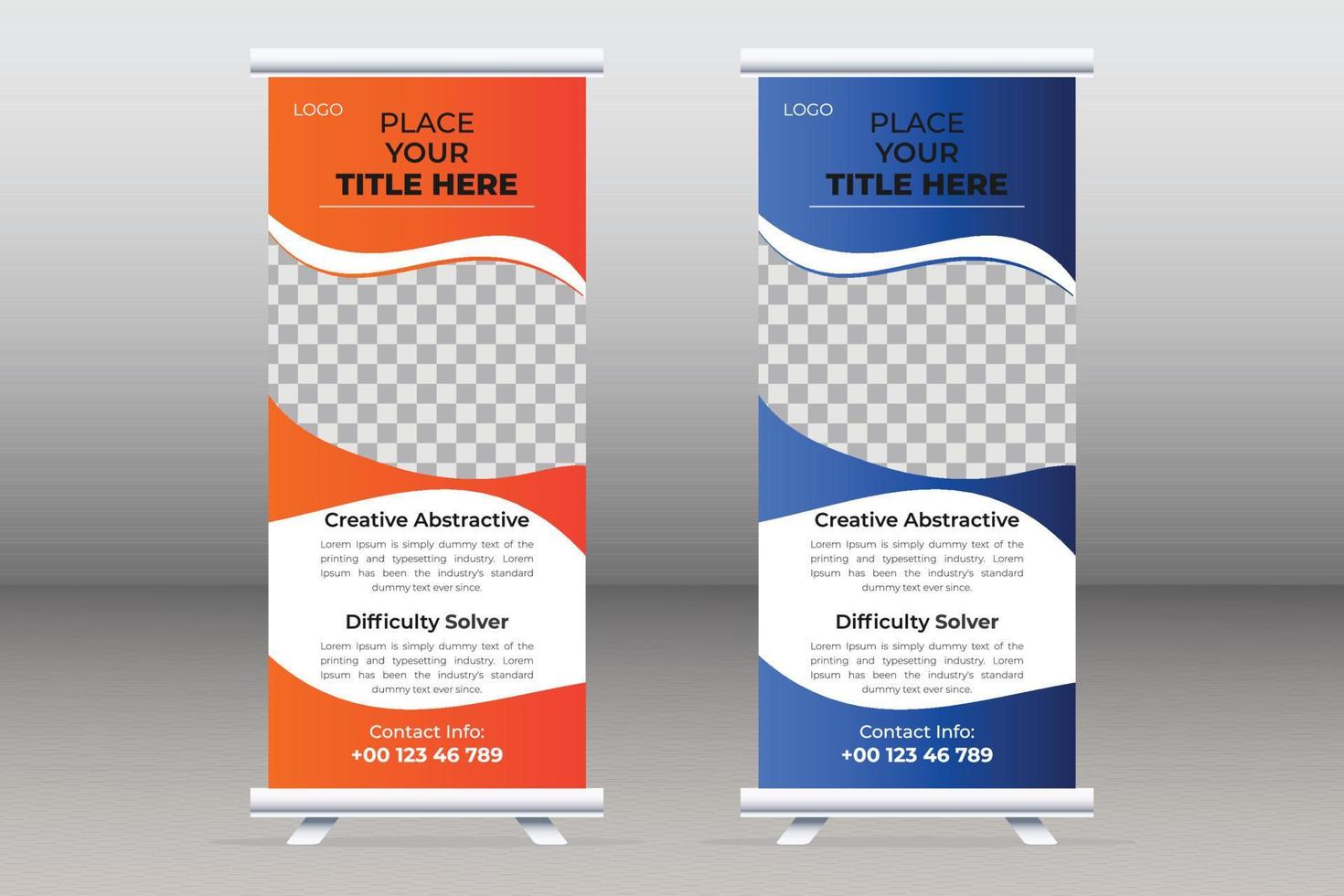 zakelijke roll-up stand banner en stijlvolle brochure flyer banner ontwerp en informatie presentatiesjabloon vector