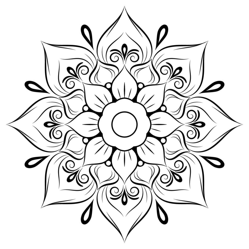zwart-wit mandala bloemmotief, vintage decoratieve elementen, mandala achtergrond vector