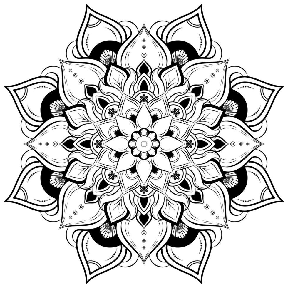 zwart-wit mandala bloemmotief, vintage decoratieve elementen, mandala achtergrond vector