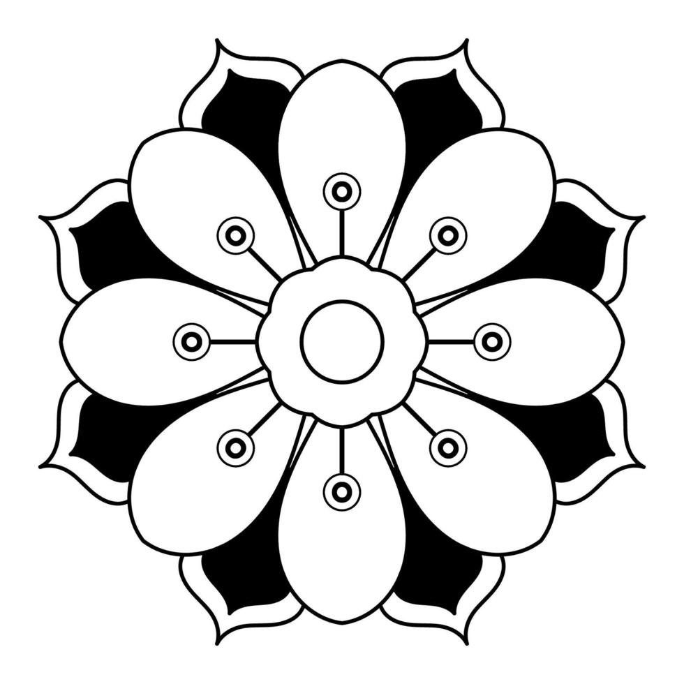 zwart-wit mandala bloemmotief, vintage decoratieve elementen, mandala achtergrond vector