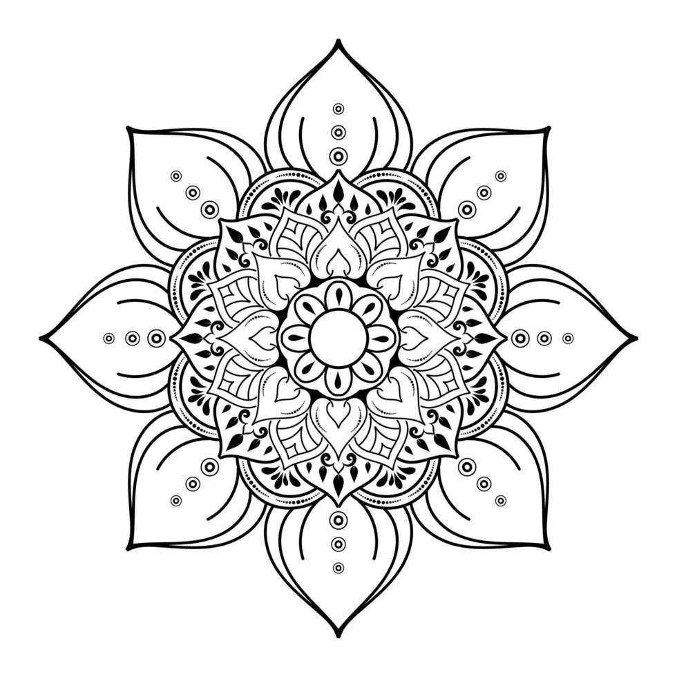 zwart-wit mandala bloemmotief, vintage decoratieve elementen, mandala achtergrond vector