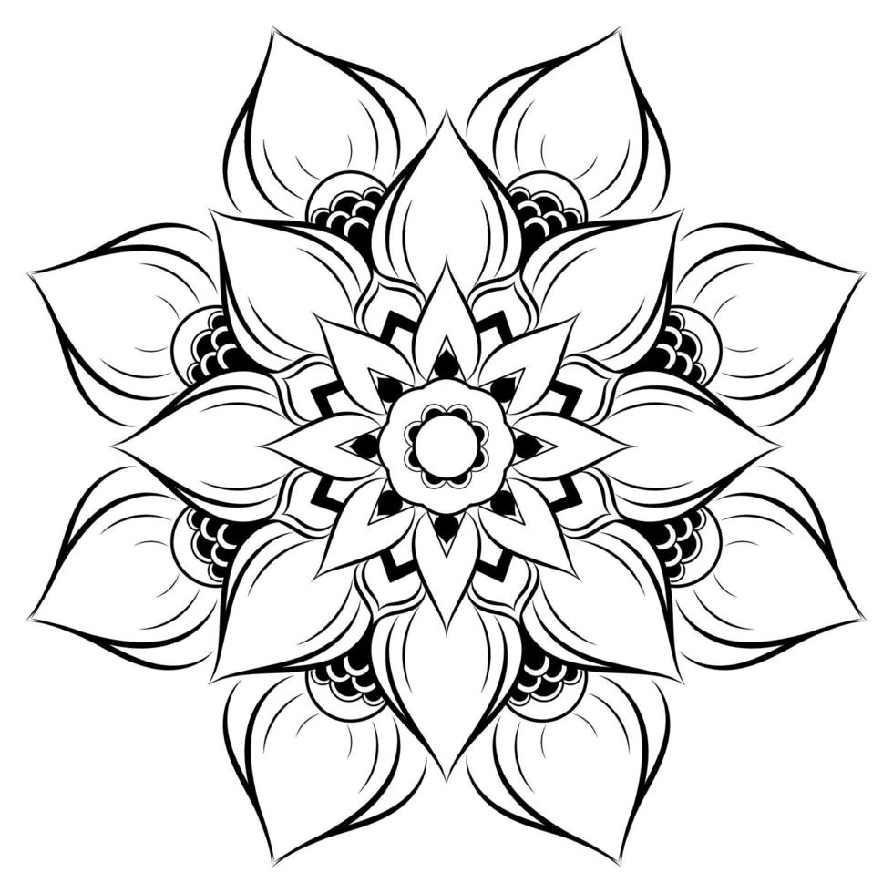 zwart-wit mandala bloemmotief, vintage decoratieve elementen, mandala achtergrond vector