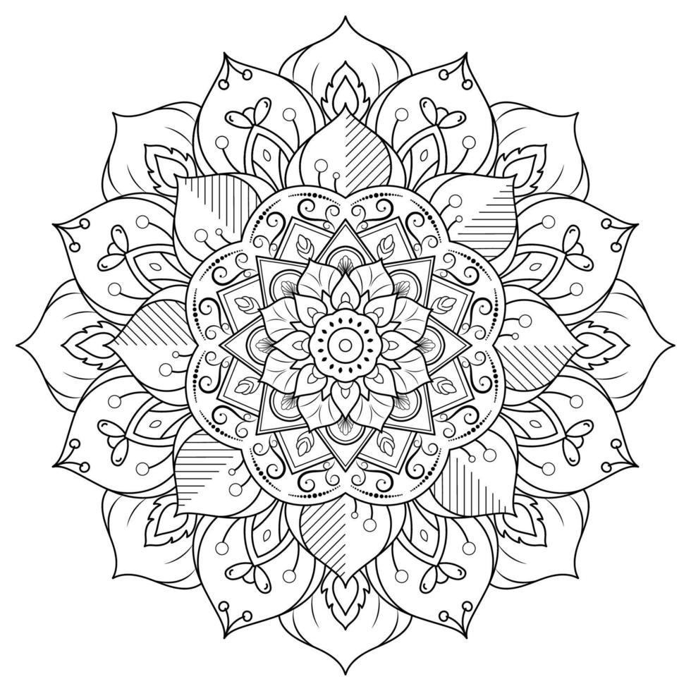 zwart-wit mandala bloemmotief, vintage decoratieve elementen, mandala achtergrond vector