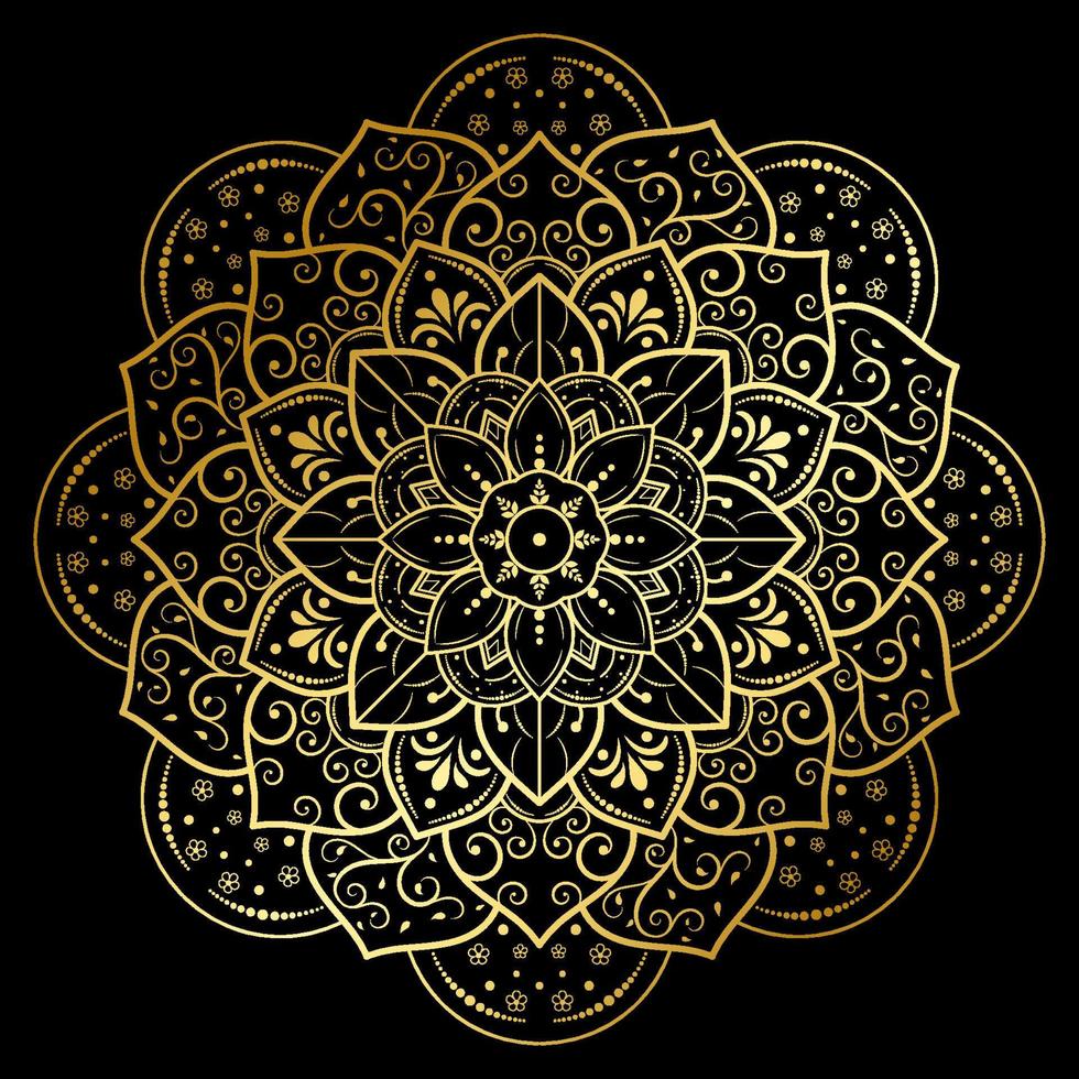 mandala vintage bloemenstijl ontwerp met gouden en zwarte kleur vector