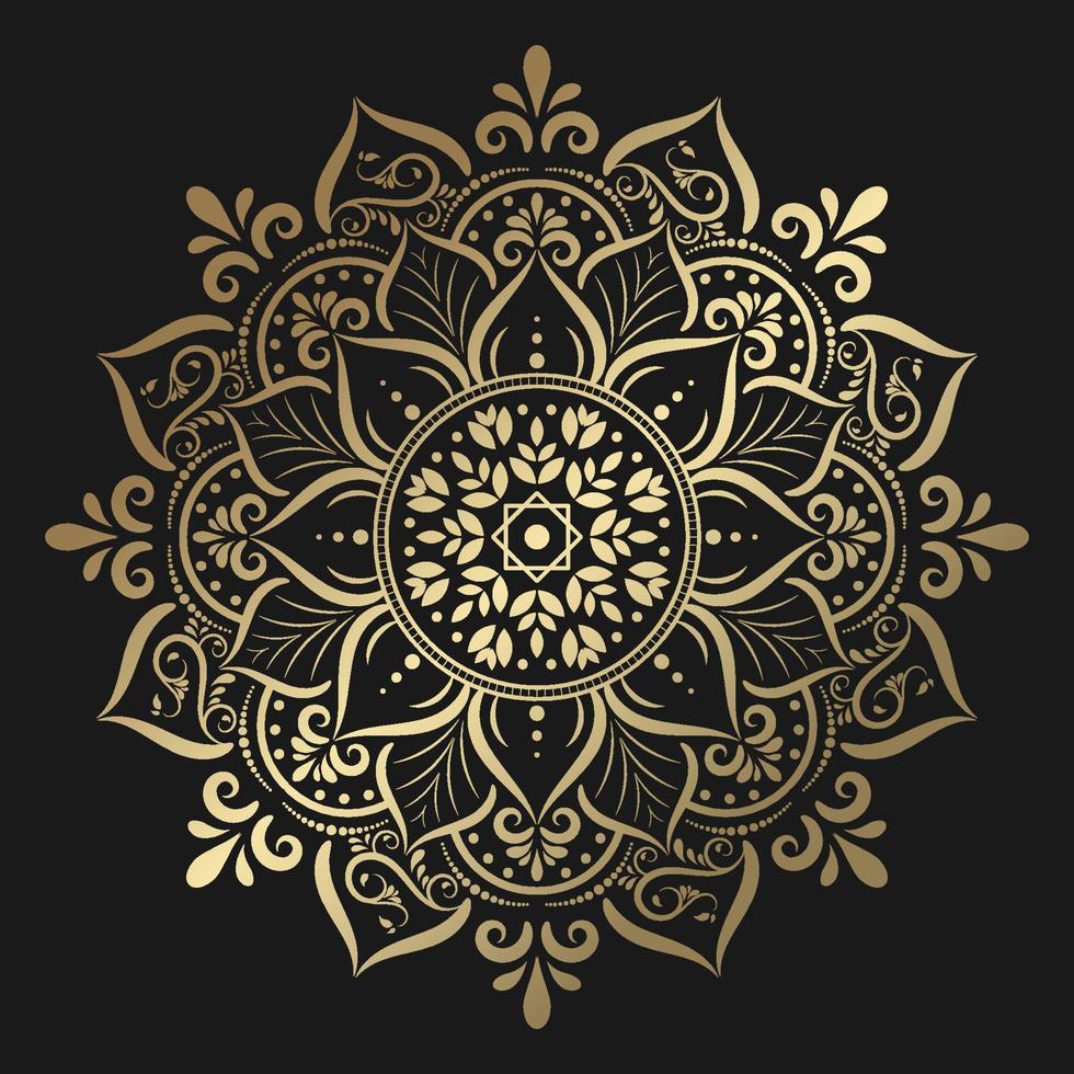 gouden mandala met vintage bloemenstijl, vectormandala oosters patroon, vector