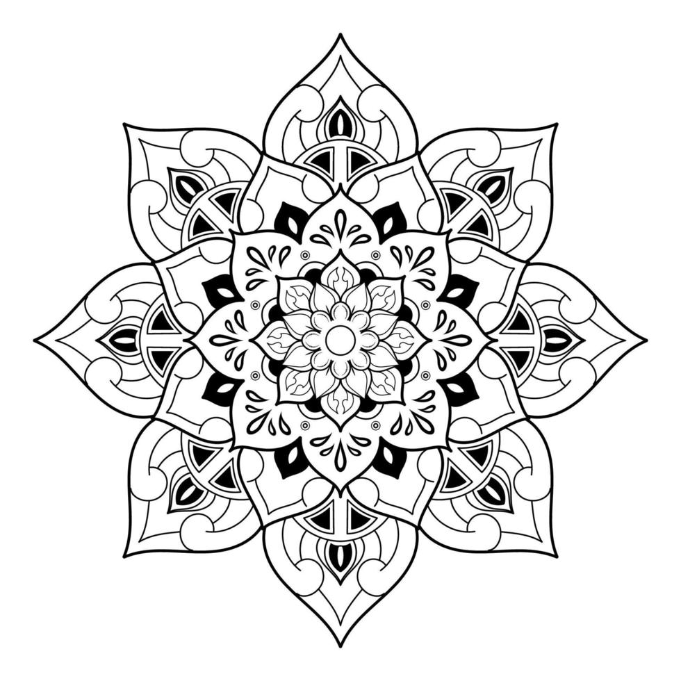 zwart-wit mandala bloemmotief, vintage decoratieve elementen, mandala achtergrond vector