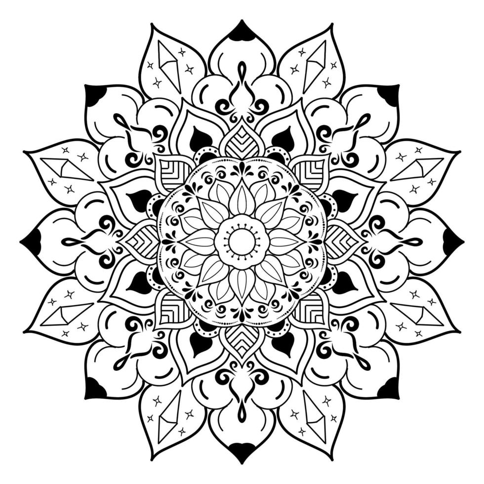 zwart-wit mandala bloemmotief, vintage decoratieve elementen, mandala achtergrond vector