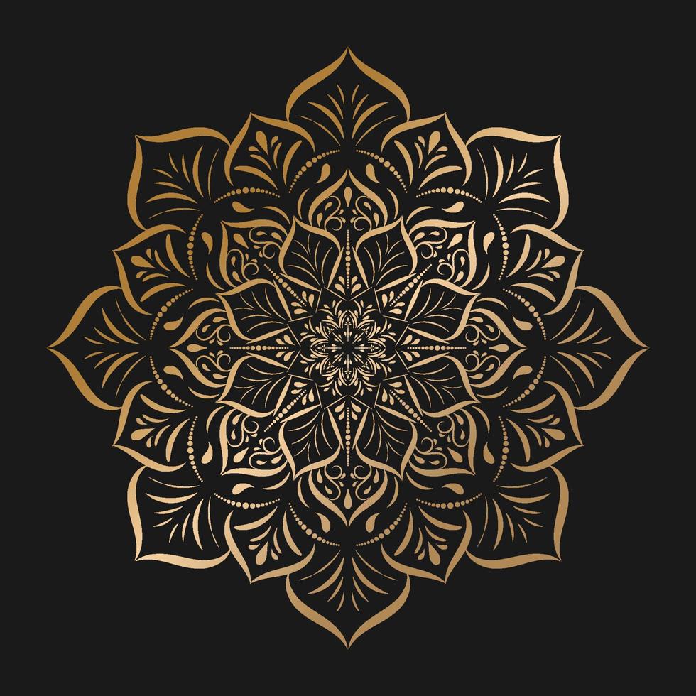 gouden mandala met vintage bloemenstijl, vectormandala oosters patroon, vector