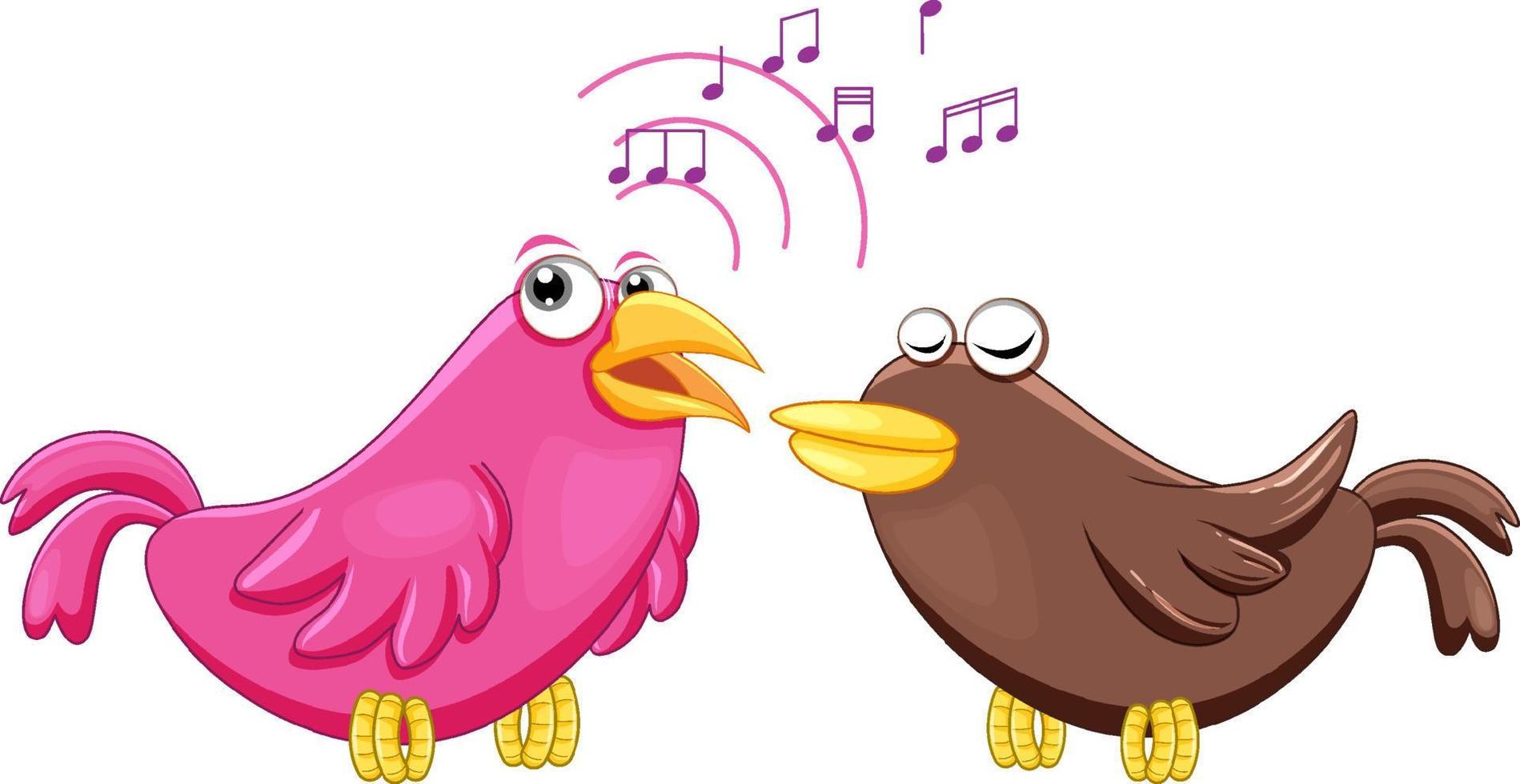 twee vogels zingen lied vector