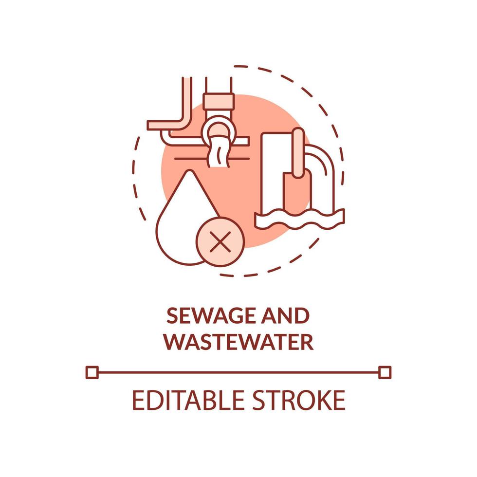 riolering en afvalwater terracotta concept icoon. milieueffecten abstracte idee dunne lijn illustratie. geïsoleerde overzichtstekening. bewerkbare streek. vector