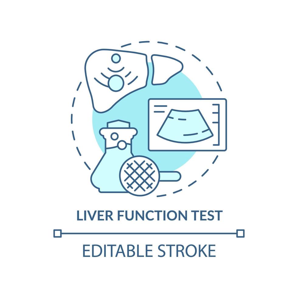 leverfunctietest turquoise concept icoon. laboratorium procedure. diagnostische dienst abstracte idee dunne lijn illustratie. geïsoleerde overzichtstekening. bewerkbare streek. vector