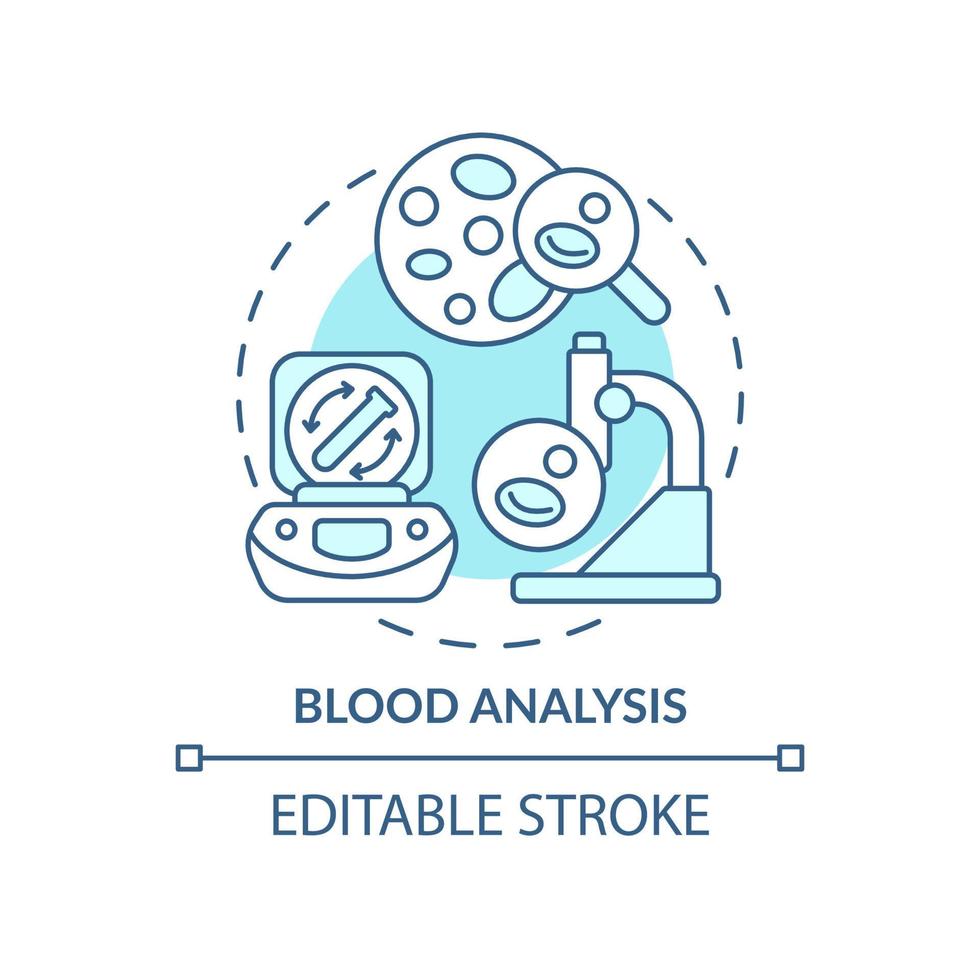 bloedanalyse turquoise concept icoon. testservice voor patiënten. diagnostische diensten abstracte idee dunne lijn illustratie. geïsoleerde overzichtstekening. bewerkbare streek. vector