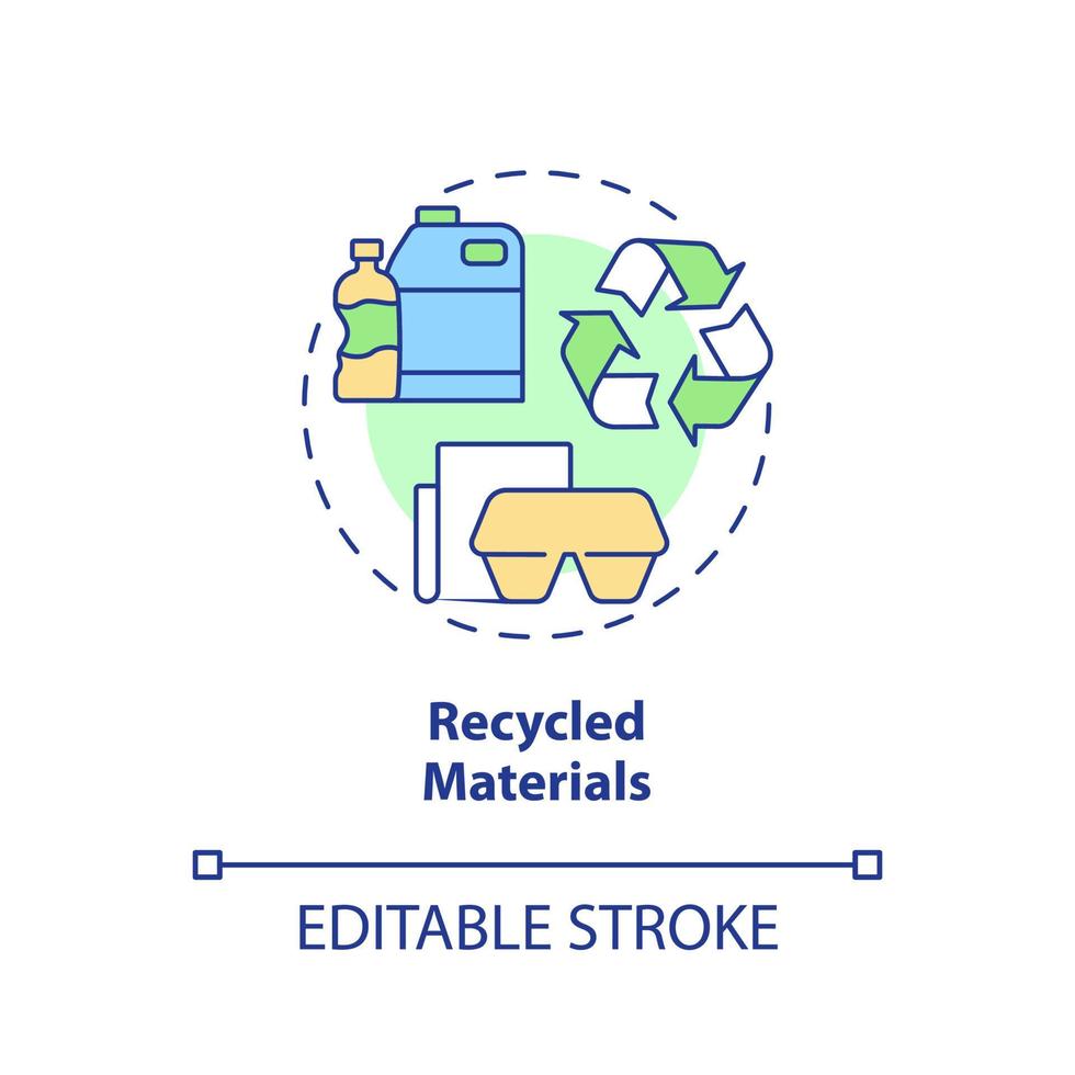 gerecycleerde materialen concept icoon. circulaire economie hoeksteen abstracte idee dunne lijn illustratie. middelen besparen. geïsoleerde overzichtstekening. bewerkbare streek. vector