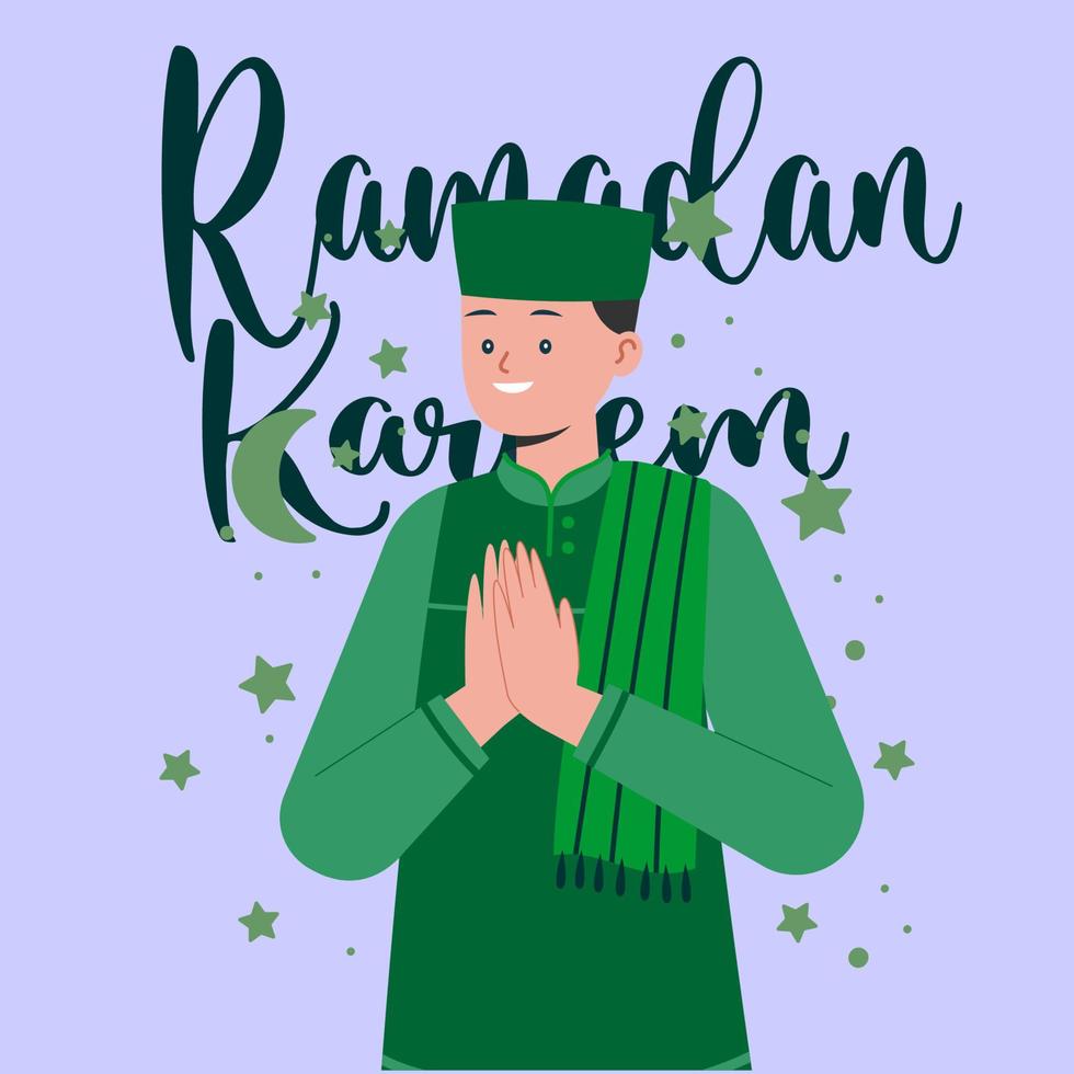 illustratieontwerp van een man met het concept van de maand ramadan en eid al-adha vector