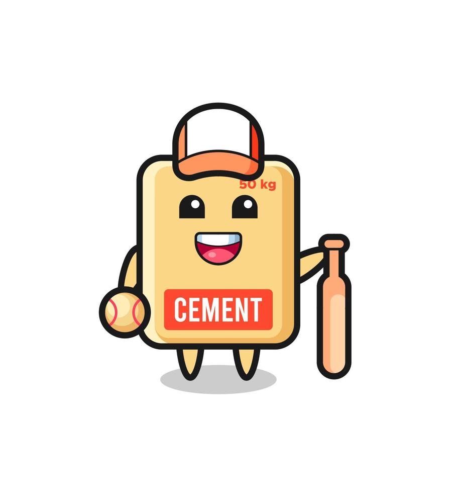 stripfiguur van cementzak als honkbalspeler vector