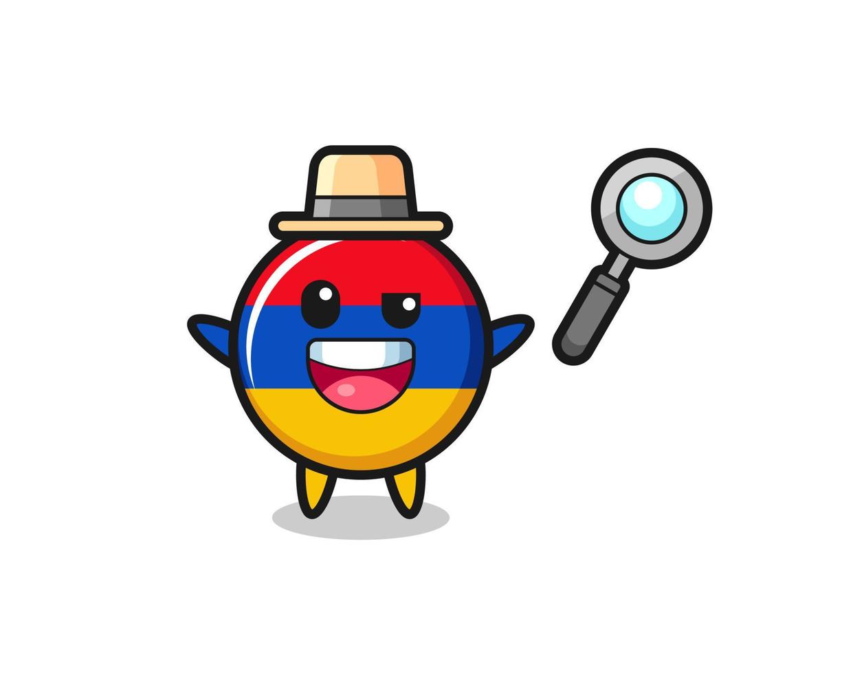 illustratie van de vlagmascotte van Armenië als detective die een zaak weet op te lossen vector