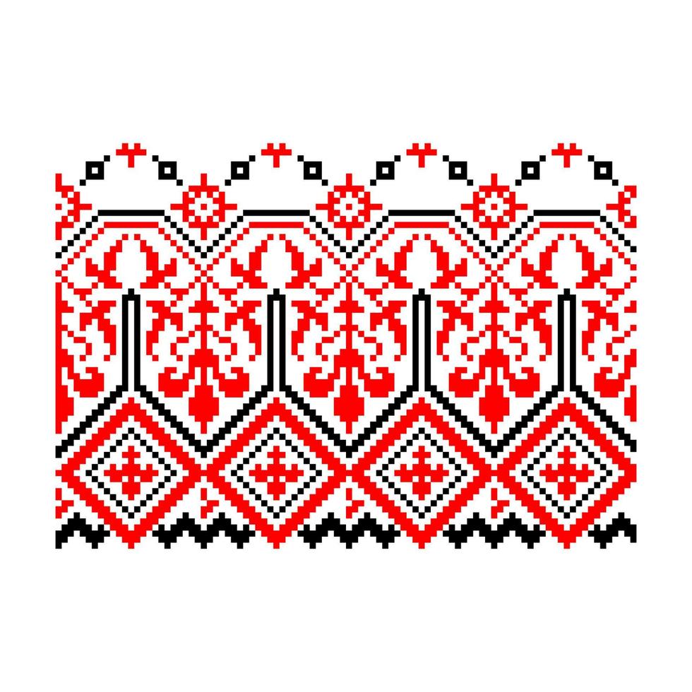 pixelpatroon vyshyvanka traditioneel etnisch Oekraïens naadloos patroon Slavisch ornament vector