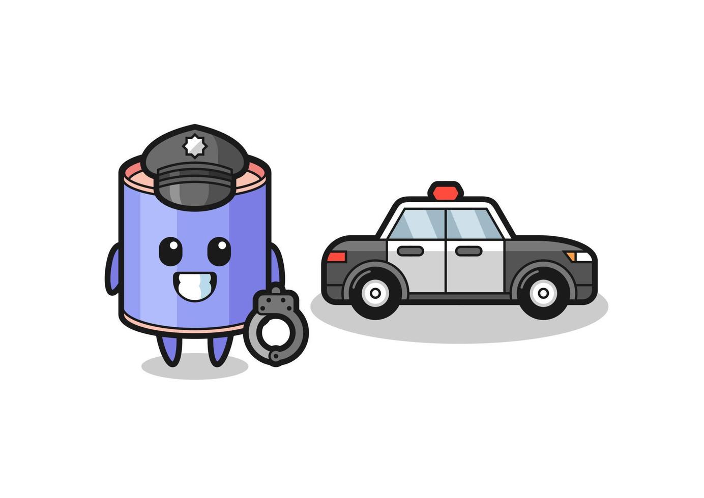 cartoon mascotte van cilinder spaarvarken als politie vector