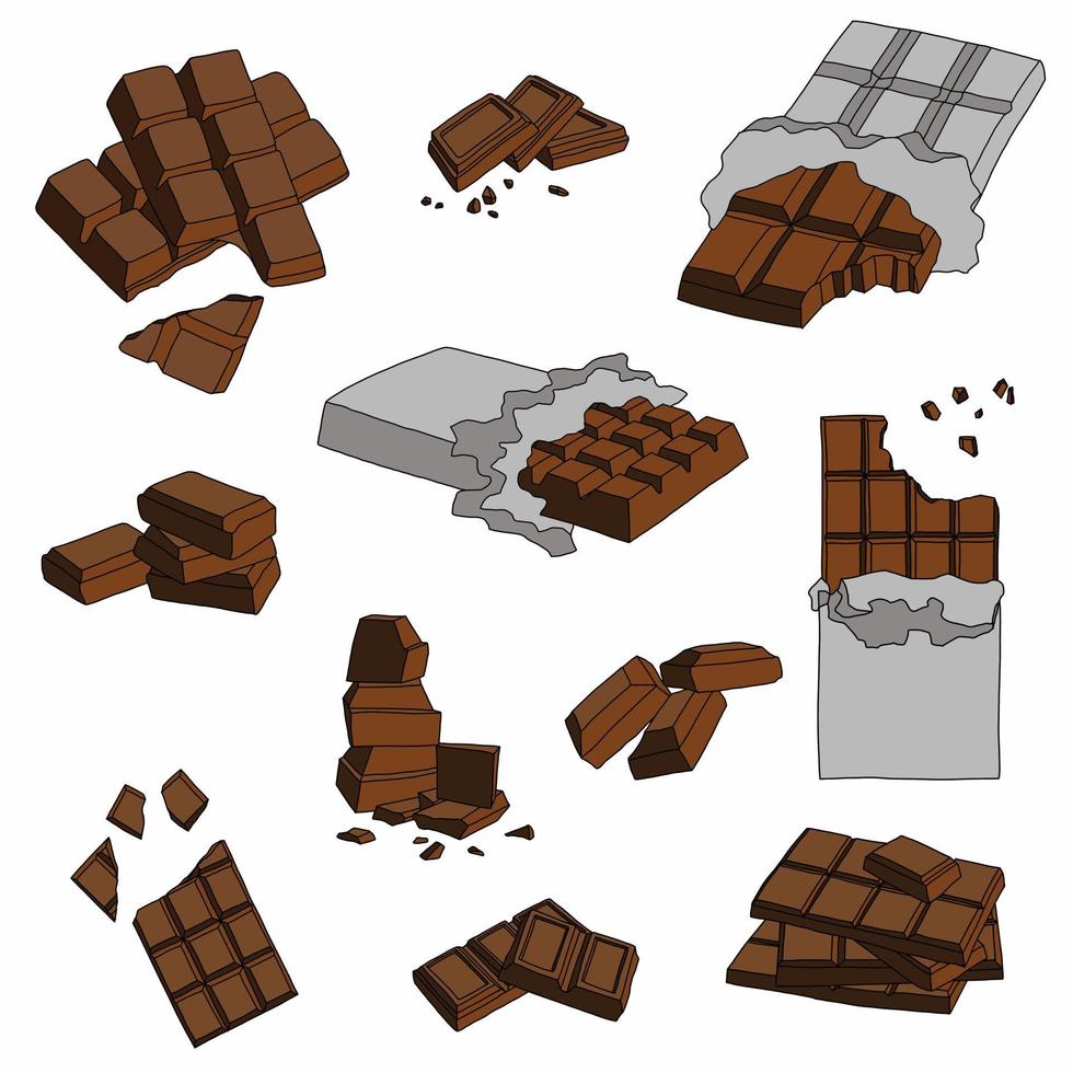 doodling uit de vrije hand schets tekening van een chocoladereep. vector