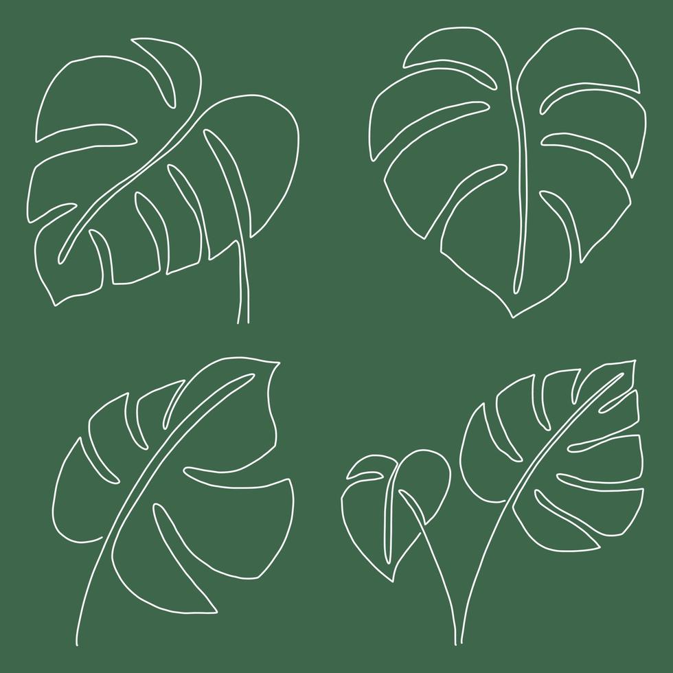 eenvoud monstera blad uit de vrije hand doorlopende lijntekening plat ontwerp. vector
