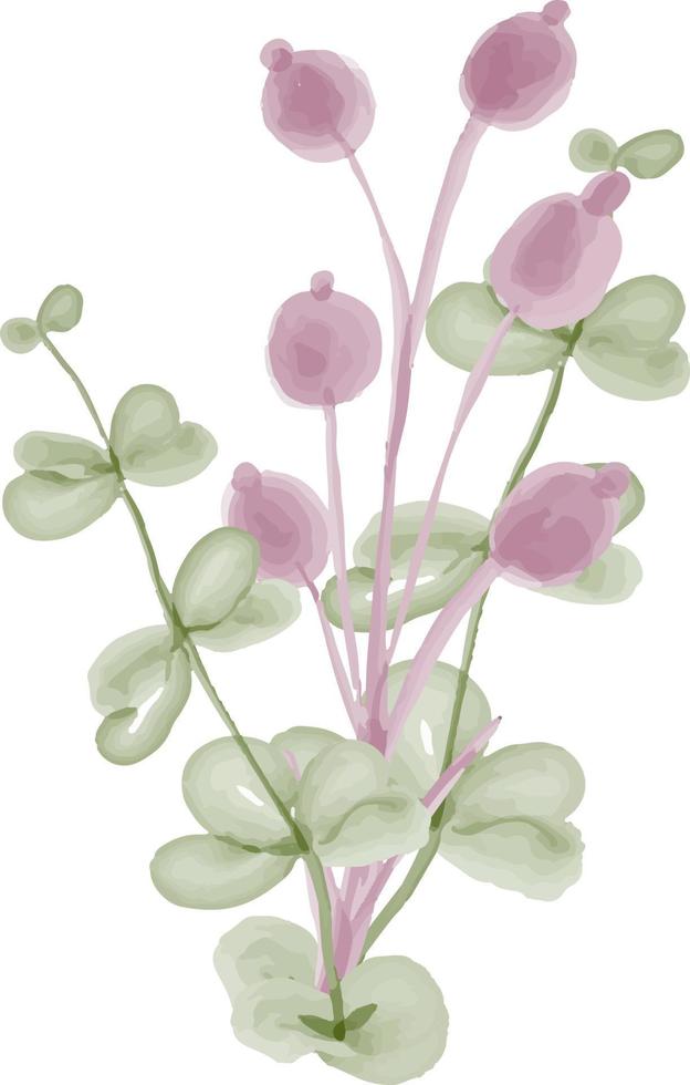 aquarel bladeren met bloemen. vector